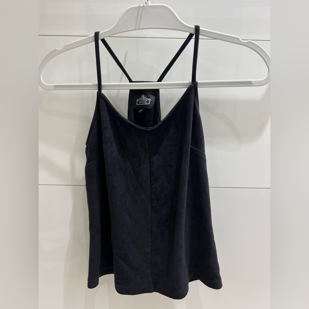 Angie Faux Suede Black Tank
